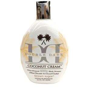 Brown Sugar Double Dark Coconut Cream 400X Black Bronzer Tanning Lotion 13.5 oz